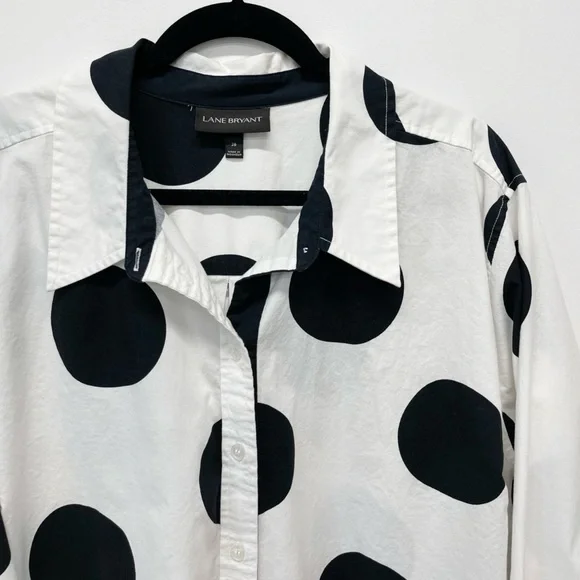 Lane Bryant Polka Dot Button Down Shirt - Picture 5 of 5